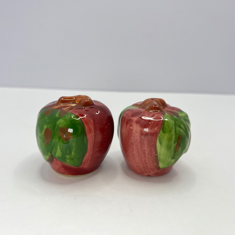 Franciscan Apple Salt Shakers Ceramic Hand Painted Vintage Midcentury